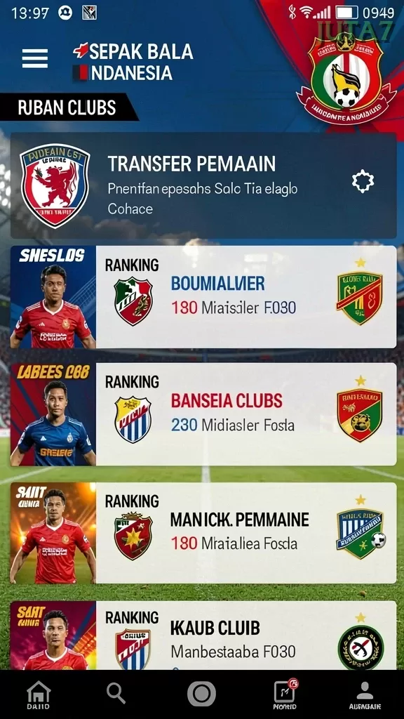 Cuplikan layar 34R — menu navigasi